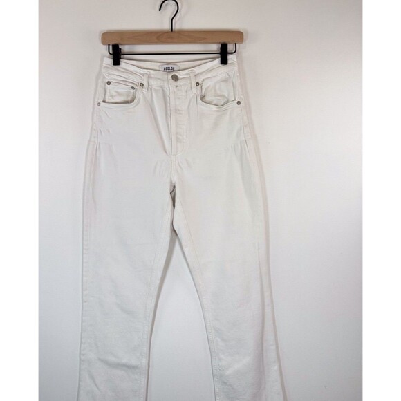 AGOLDE Womens Jeans White Riley High Rise Straight Crop Denim Button Fly Size 27 - Picture 4 of 14